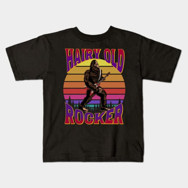 Bigfoot Hairy Old Rocker Kids T-Shirt by RockReflections